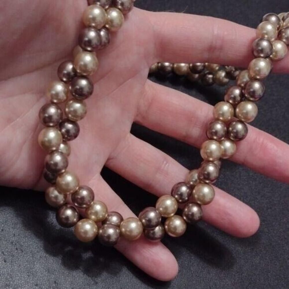 Roman double stranded faux pearl necklace 16-18"